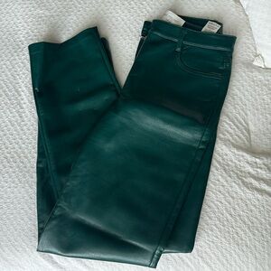 ARITZIA GREEN FAUX LEATHER PANT